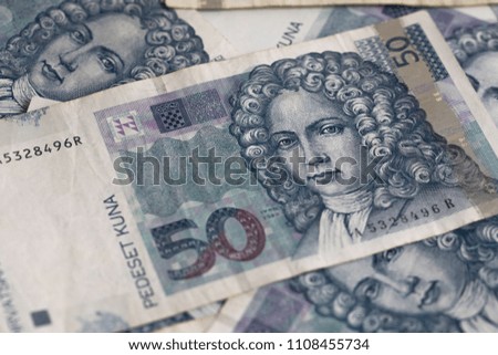 50 Fifty Croatian Kuna shot up close macro croatia currency or money