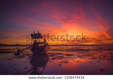 Ship on the beach long exposure photography