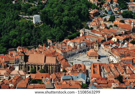 View of Old Town Brasov from Mountain Tampa, Transylvania, Romania