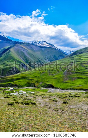 Vertical picture of the High Caucasus Mountain