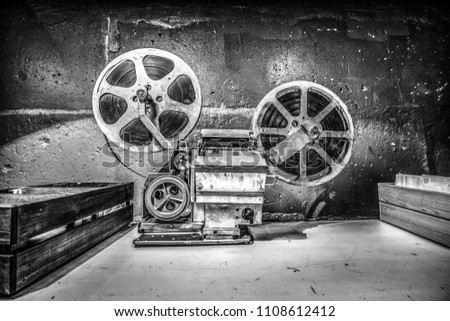 classic movie machine (toned black and white hard HDR)