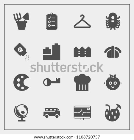 Modern, simple vector icon set with restaurant, ufo, globe, plastic, monster, childhood, map, pulse, chief, summer, baby, road, global, space, background, drink, transportation, transport, alien icons