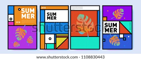 Summer colorful poster design template. Set of summer sale background and illustration. Minimalist design style for summer event poster and banner in eps10.
