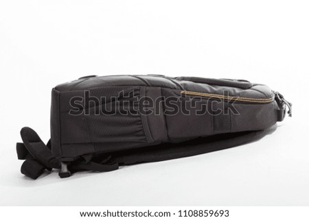 Black traveler backpack isolated