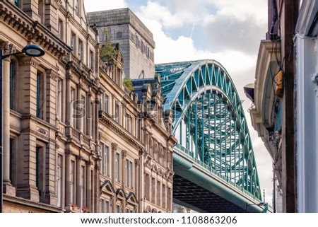 Tyne Bridge with Traditional Architecture, City of Newcastle upon Tyne, UK Royalty-Free Stock Photo #1108863206