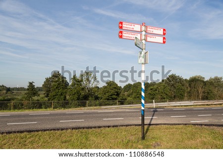 Traffic sign in the farmland of Flevoland, the Netherlands