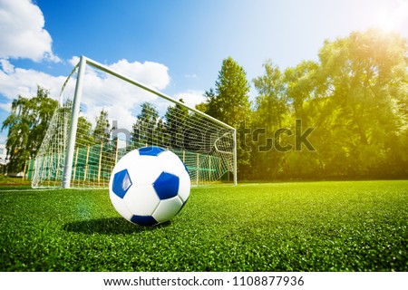 Footfall soccer ball and gates on playing field 