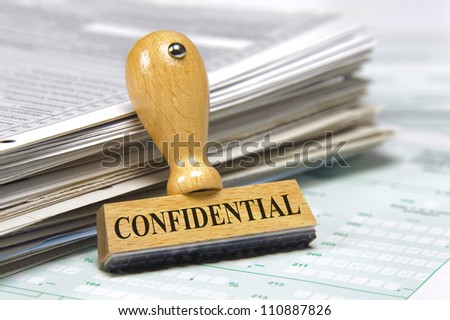 documents with rubber stamp marked with confidential