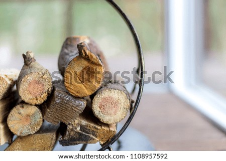 fire logs in a log holder