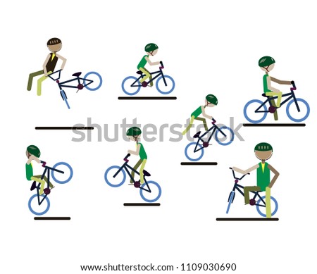 A set of characters engaged in active sport. Vector.