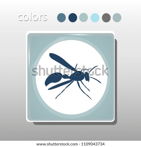 Simple icon. Blue colors. Flat design. Cold shades. Illustration can be used in the internet shop,
banners, websites, computer programs, advertisements. Wasp icon.

