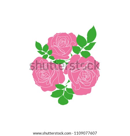 Vector pink roses - pattern for continuous replicate on white background.