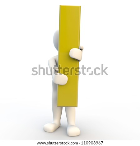 3D Human charcater holding yellow letter I