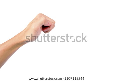 hand of man is in knock gesture isolated on white background