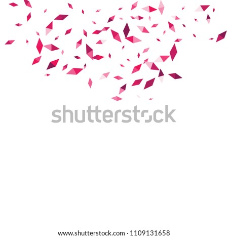 Confetti of two-colored rhombs isolated on white background.Falling confetti from minimalistic geometric figures. Abstract triangles and rombs for label, card, poster, cover, leaflet, textile design.