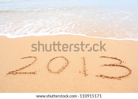 2013 year on the beach Royalty-Free Stock Photo #110915171