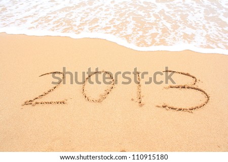 2013 year on the beach Royalty-Free Stock Photo #110915180