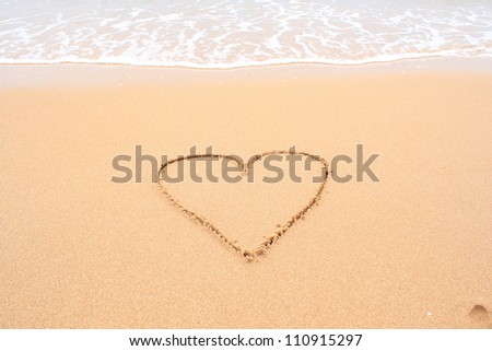 Heart Drawn in the Sand on a Beach