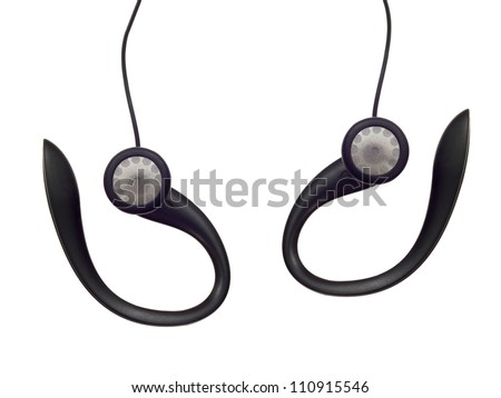 Music earphones isolated against a white background