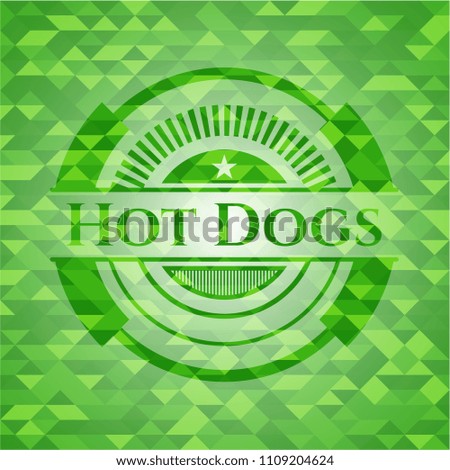 Hot Dogs green emblem with triangle mosaic background