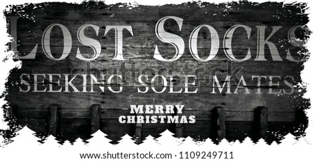 Lost socks sign framed with christmas trees and wishes.