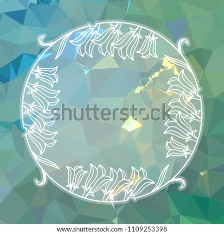 Round summer frame with flowers on a square mosaic background. Copy space. Wreath of flowers. Vector clip art.
