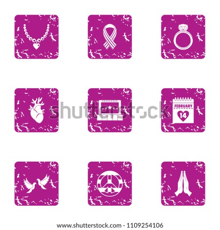 Peace icons set. Grunge set of 9 peace vector icons for web isolated on white background