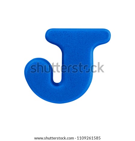 letter J uppercase alphabet plastic on white background with Clipping path