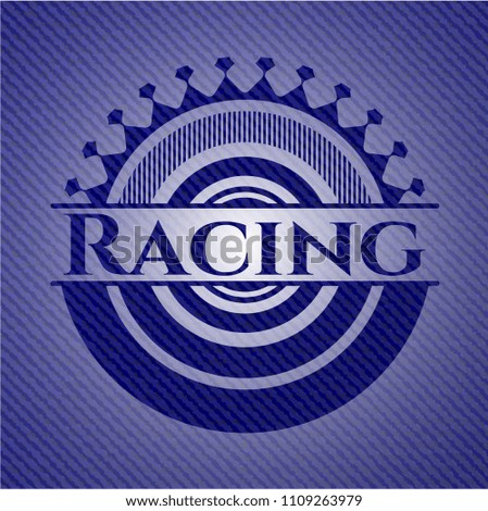  Racing emblem with jean texture