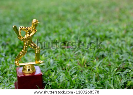 Cricket trophy in glass background