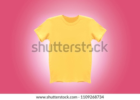 Yellow T-shirt. Yellow jersey on a red background.