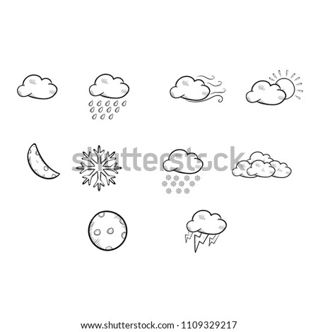 weather doodle icon vector 