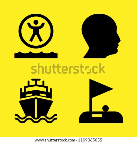 golf, zorbing, ship and profile vector icon set. Sample icons set for web and graphic design
