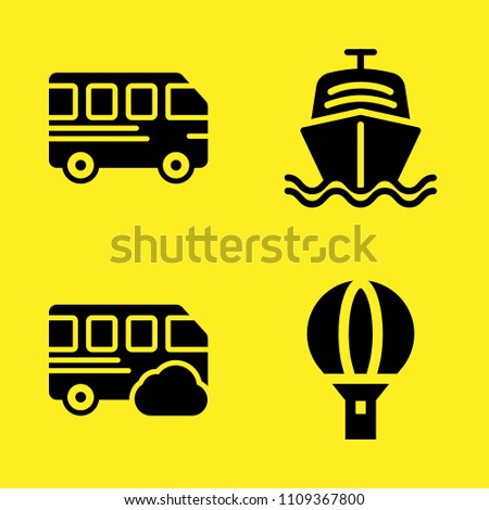 ship, bus, bus and hot air balloon vector icon set. Sample icons set for web and graphic design