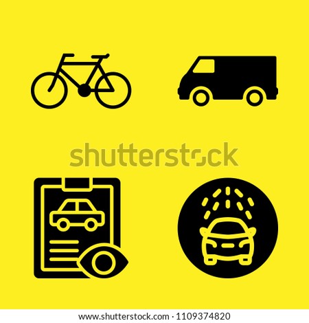 van, car wash, bicycle and car repair vector icon set. Sample icons set for web and graphic design