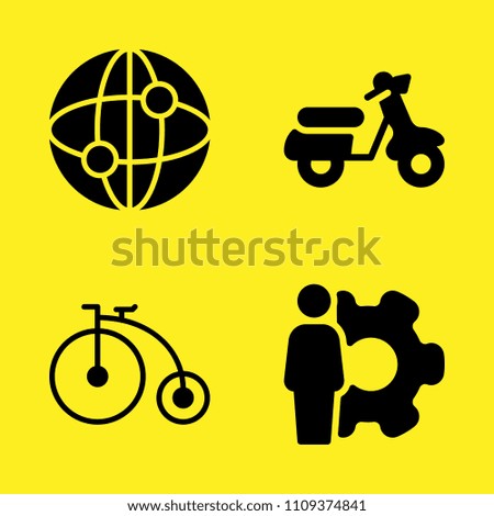 scooter, bicycle, settings and internet vector icon set. Sample icons set for web and graphic design