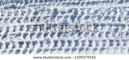 Tire track in the snow, background picture, texture
