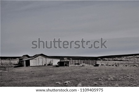 Ranch Barn Country House Black and White Photo