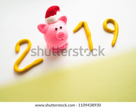 Plasticine figure: pig. Symbol 2019 new year