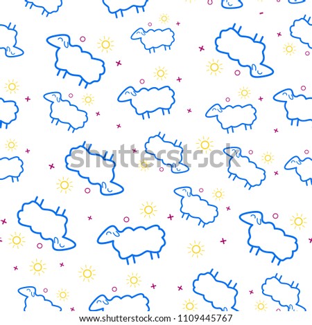 Vector illustration of a white sheep pattern, on light green background