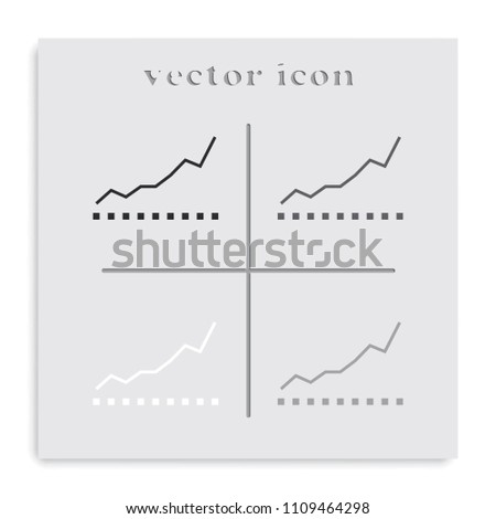 Growing graph flat black and white vector icon.