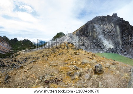 The crater of volcano Sibayak on island Sumatra, Indonesia