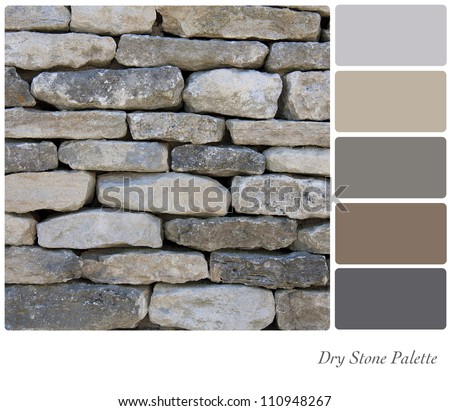 Dry stone wall background colour palette with complimentary swatches.