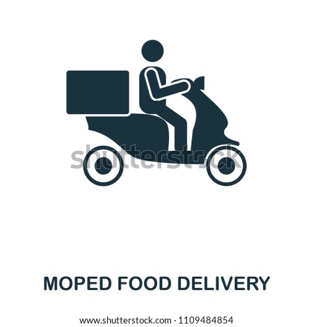 Moped Food Delivery icon. Mobile apps, printing and more usage. Simple element sing. Monochrome Moped Food Delivery icon illustration.