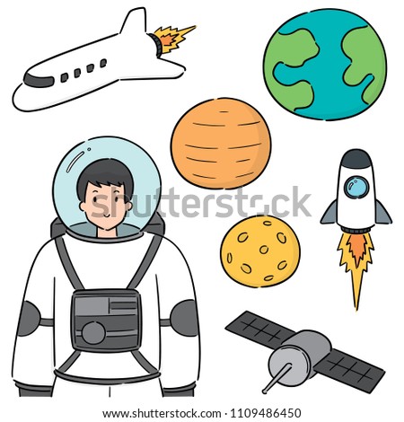 vector set of astronaut