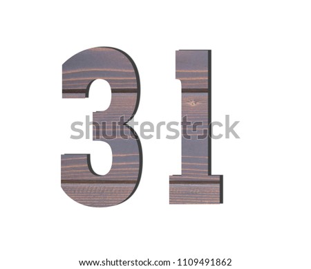 31 3d Number. Decorative brown wooden planks texture