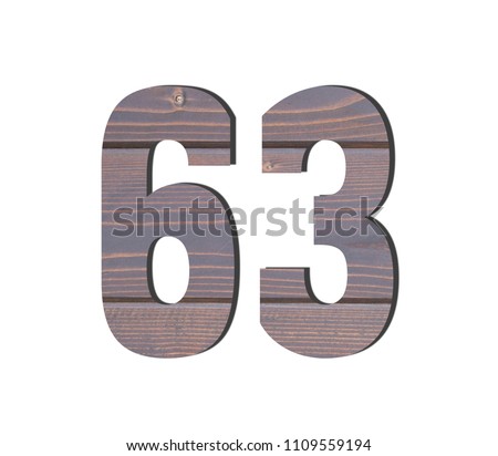  63 3d Number. Decorative brown wooden planks texture