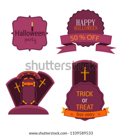 Halloween Badges and Labels .Vector Illustration set sign isolated