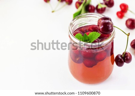 Cherry jelly on a white background