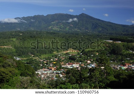 View of valley and town of Boquete, Panama, Central America